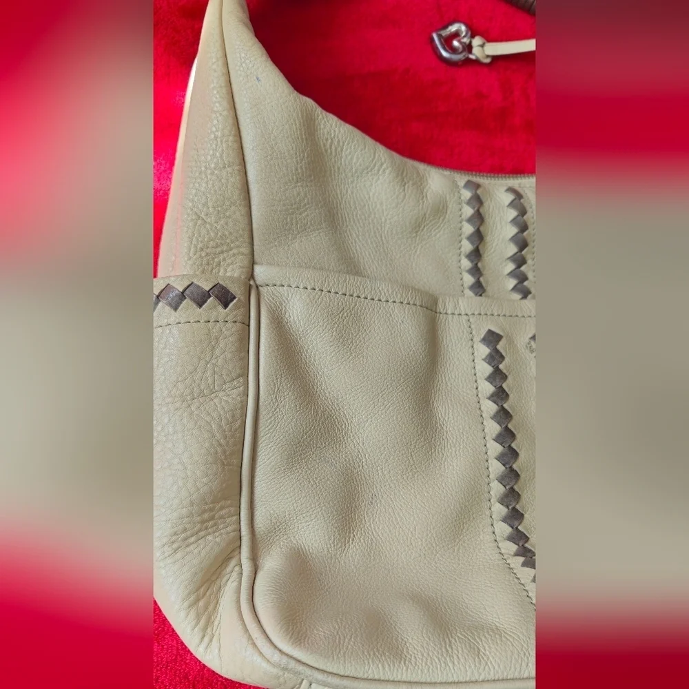 Brighton Stylish Cream and Gray Leather Bag
